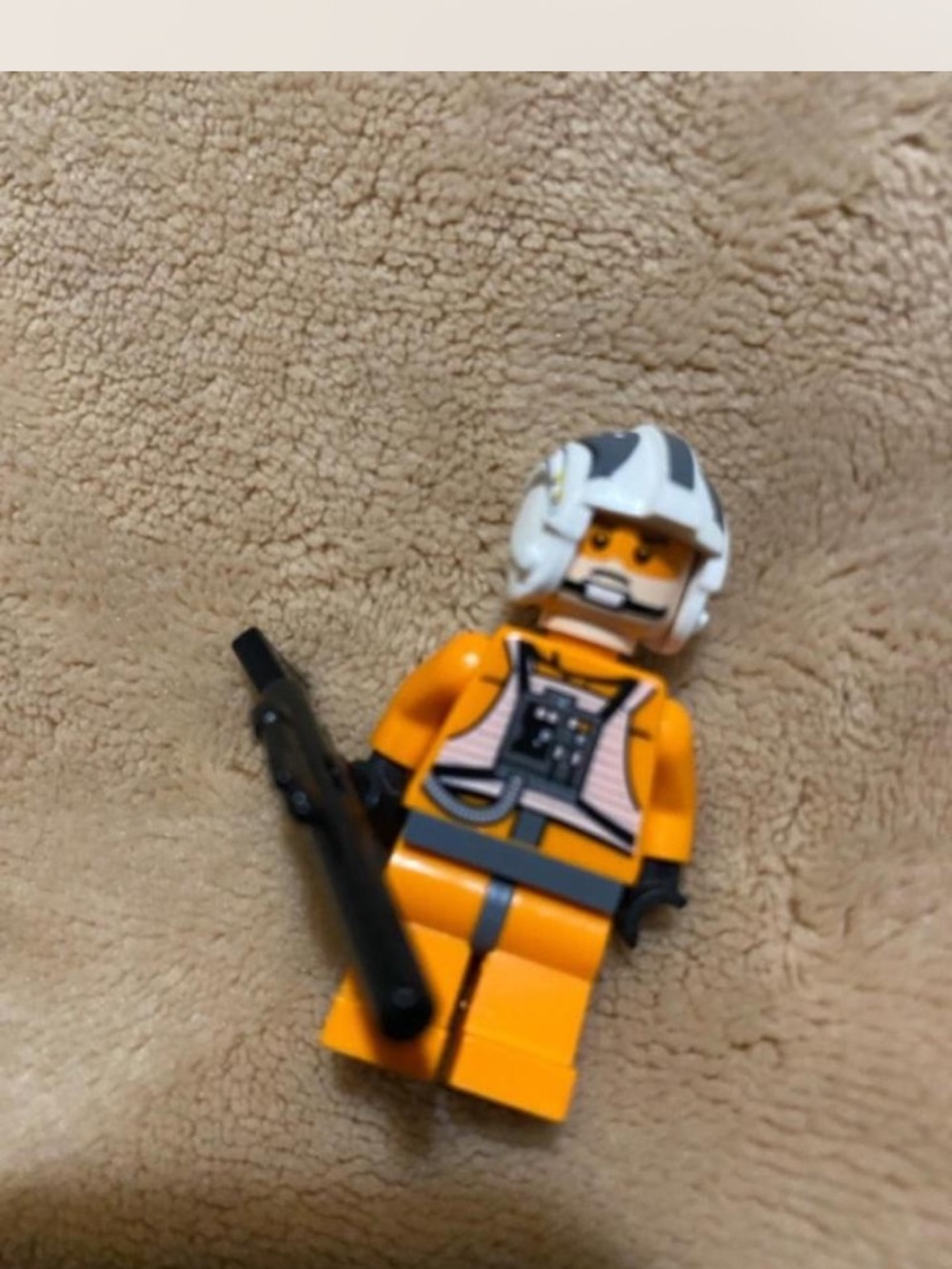 Lego Orange Pilot Minifigure with White Helmet and Black Accessory